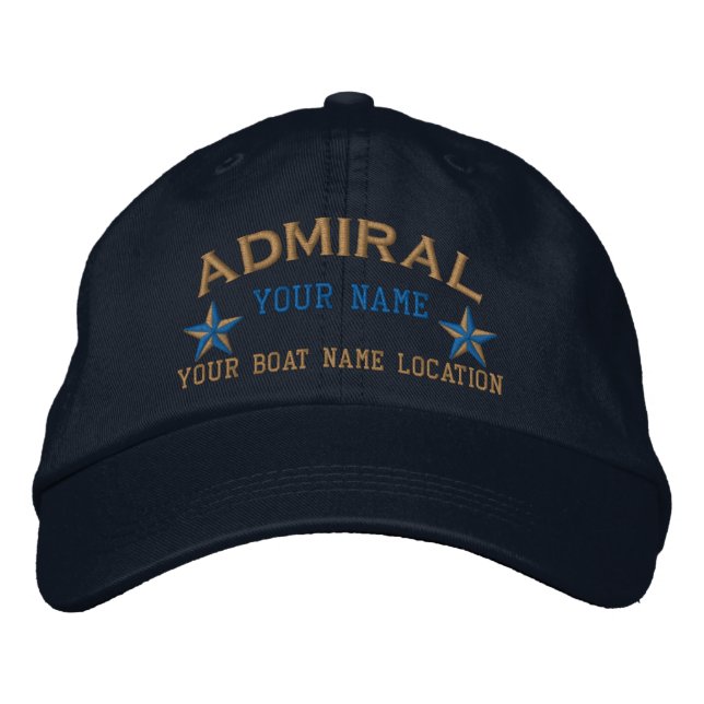 Boné Personalized Admiral Stars Ball Cap Embroidery (Frente)