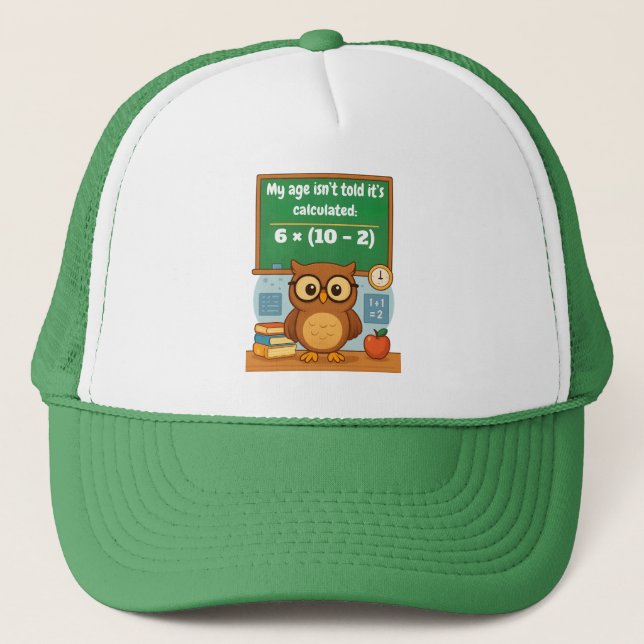 Boné Personalized Funny Math Lover Humor Owl Birthday  (Frente)