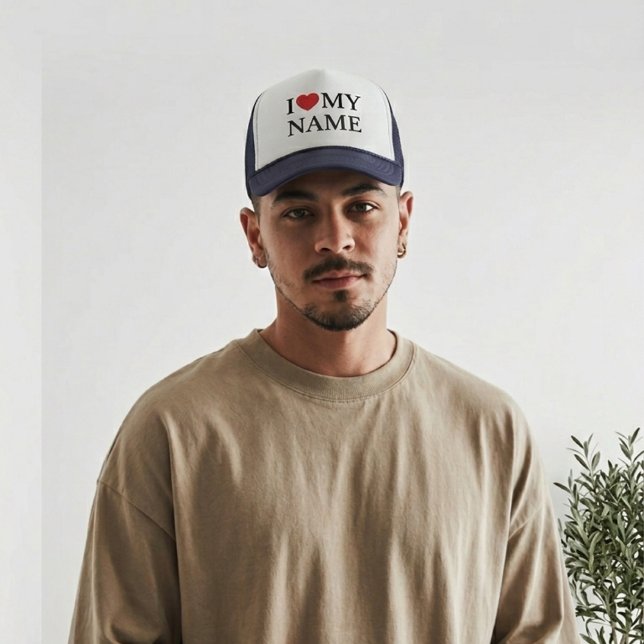 Boné Personalized I Heart Hat, Custom Text Baseball Cap (Criador carregado)