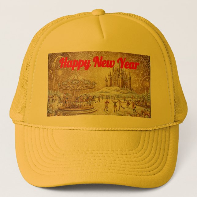 Boné Personalized New Year Holiday gold Yellow Hat (Frente)