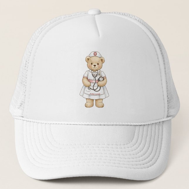 Boné Personalized Nurse Teddy Bear Custom Name Nursing  (Frente)