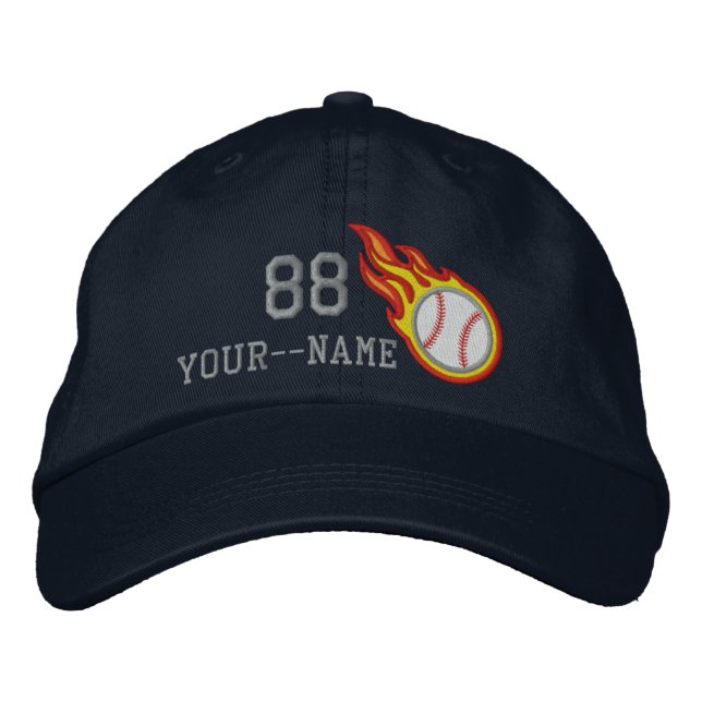 Boné Personalized Racing Flames Baseball Bullet Badge (Frente)