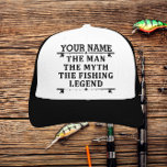 Boné Personalizou O Homem O Mito Da Lenda De Pesca<br><div class="desc">O design de pesca personalizado poderia ser útil para si mesmo ou poderia ser um presente excelente para um amante da pesca. Você pode adicionar seu nome ou outro nome na design de pesca personalizada.</div>