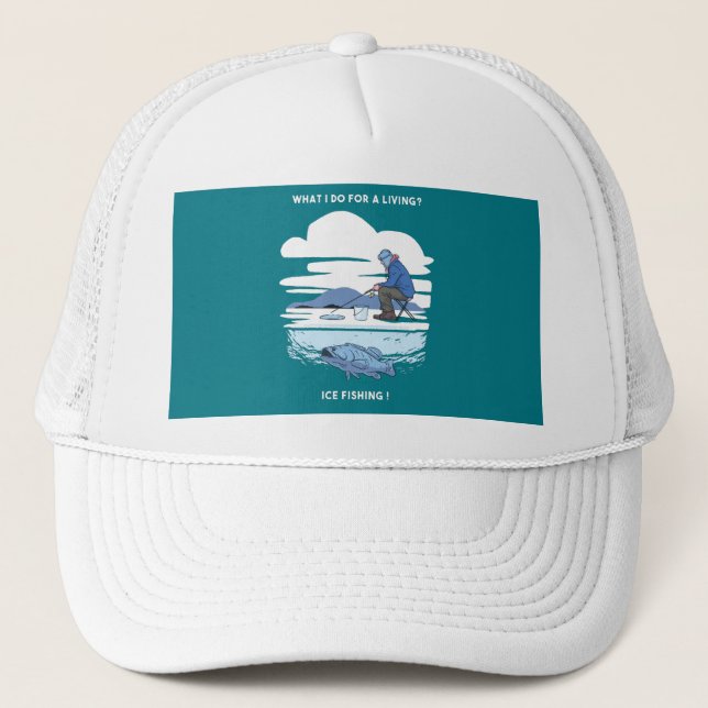 Boné Pesca no Gelo - Design de Pescador de Inverno (Frente)