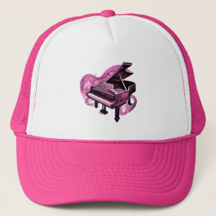 Boné Piano Rosa de Arte de Linha Estilizada