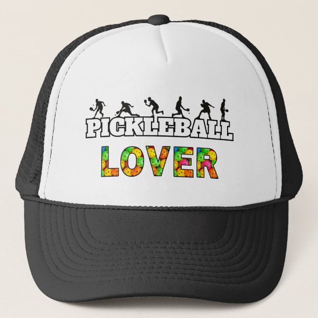 Boné Pickleball Word Male Silhouettes Lover Ball (Frente)