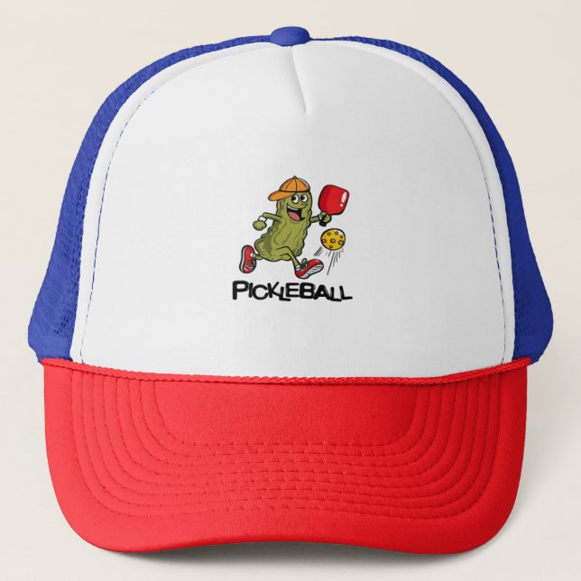 Boné Picles Engraçados Jogando Pickleball  (Frente)