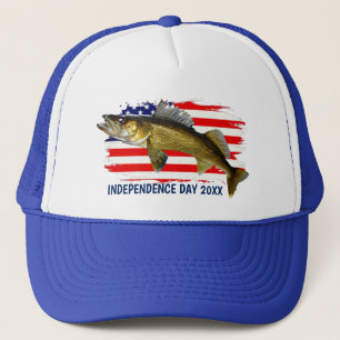 Boné Pike Walleye Vermelho, Branco e Azul