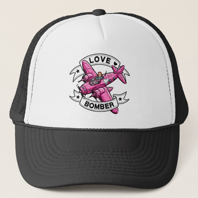 Boné Piloto Love Bomber Rosa (Frente)