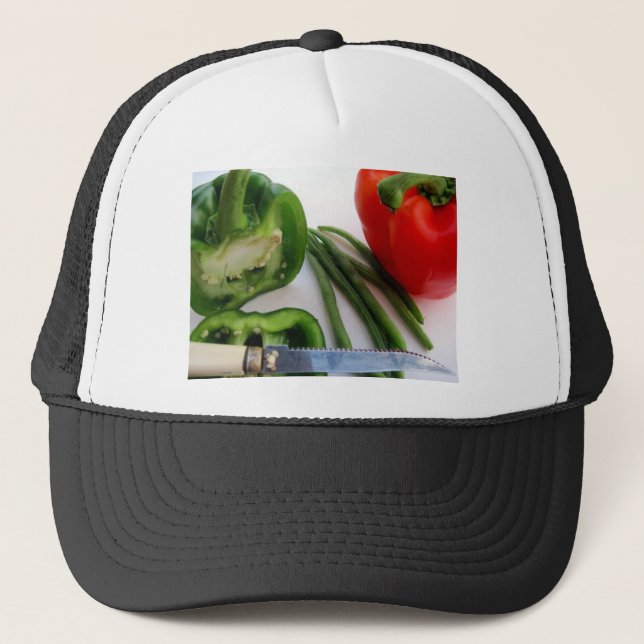 Boné Pimentos verdes e vermelhos com feijão (Frente)
