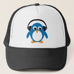 Boné Pinguim dos desenhos animados com chapéu dos fone