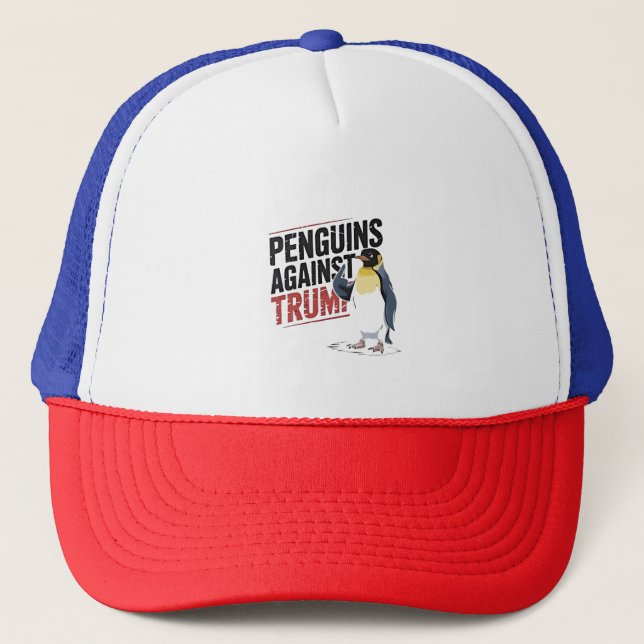 Boné Pinguins contra Trump Anti-Trump EUA (Frente)