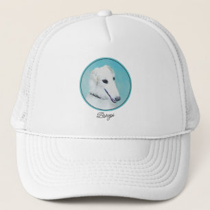 Boné Pintura de Borzoi (branca) - Arte de Cachorro Orig