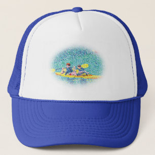 Boné Pintura de Pointillism kayak, estrutura oval desbo