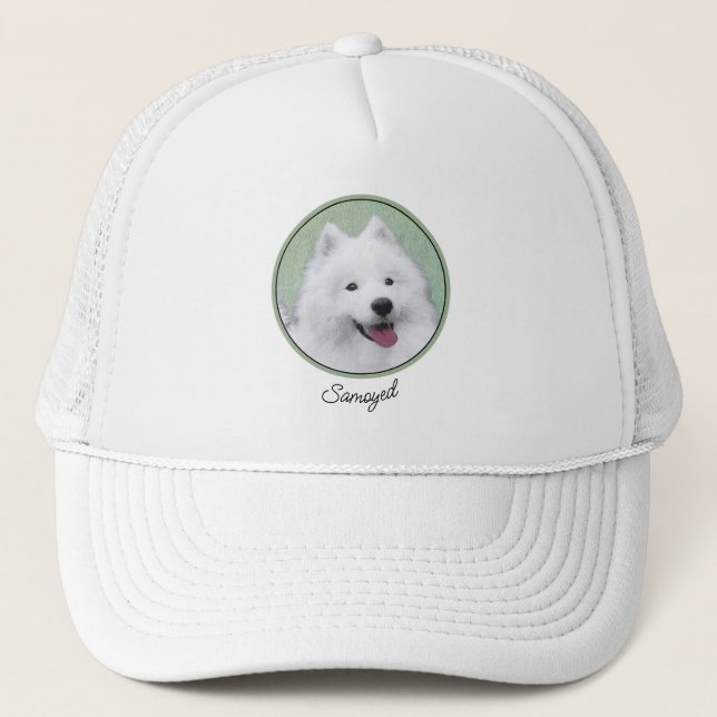 Boné Pintura Samoyed - Arte Cachorosa Original (Frente)