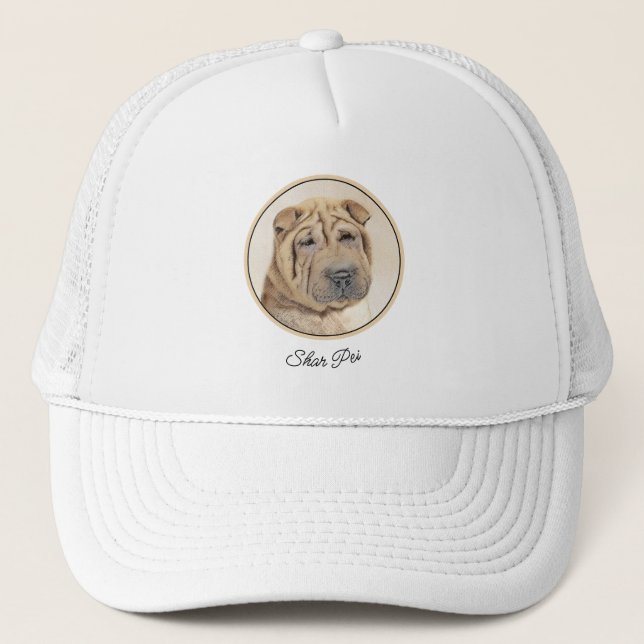 Boné Pintura Shar Pei - Arte Cachorra Original (Frente)