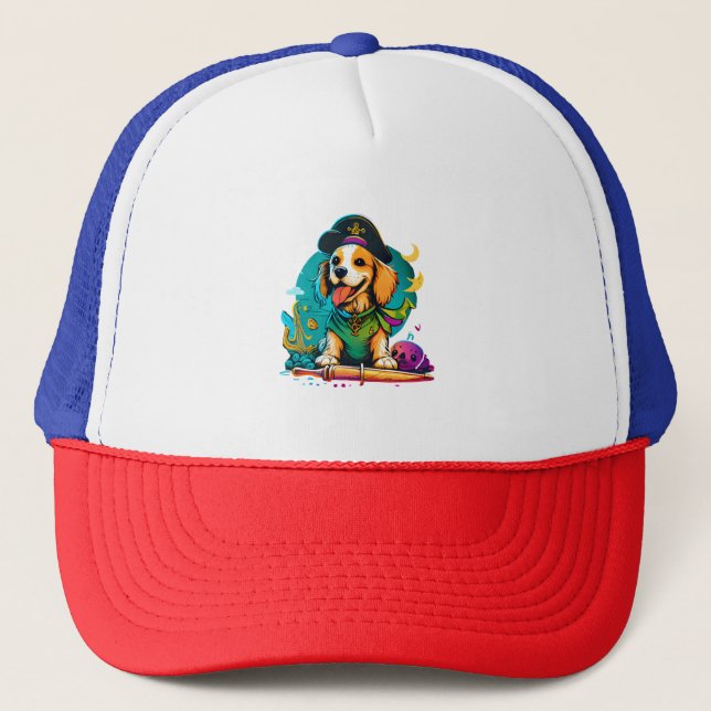 Boné Pirata de Cachorro do Retriever do ouro (Frente)