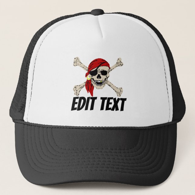 Boné Pirate Hat, adicionar texto, nome, empresa, barco, (Frente)