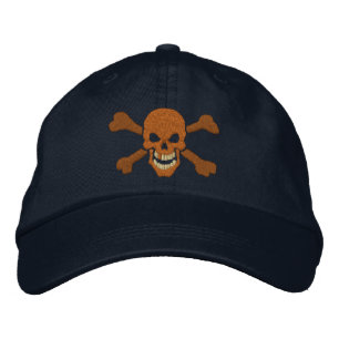 Boné Pirato Clássico Crossbones Crânio Embroborado