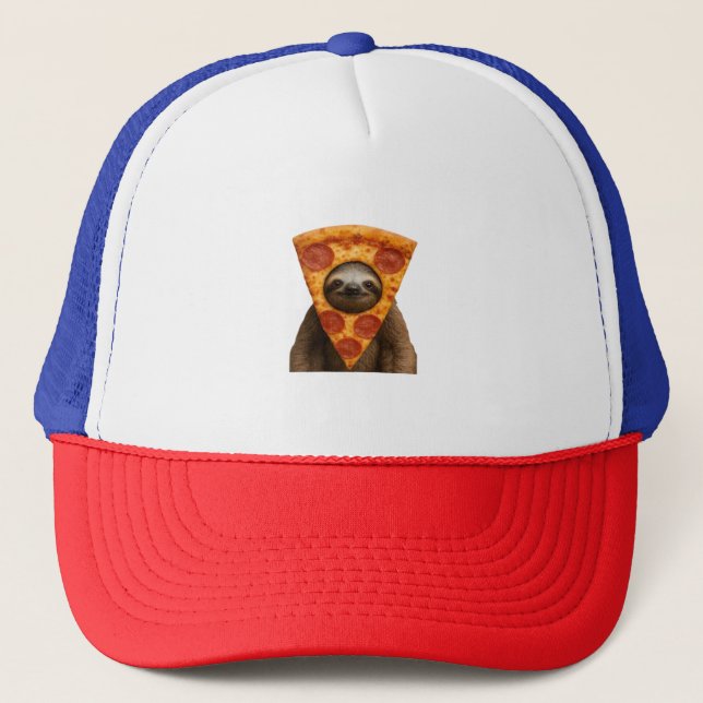 Boné Pizza de preguiça piada engraçada meme estranho fo (Frente)