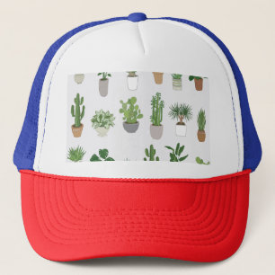 Boné Plantas caseiras, padrão de rabisco de vintage