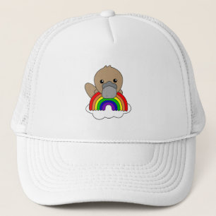 Boné Playpus Arco-Íris Cute Animais Coloridos