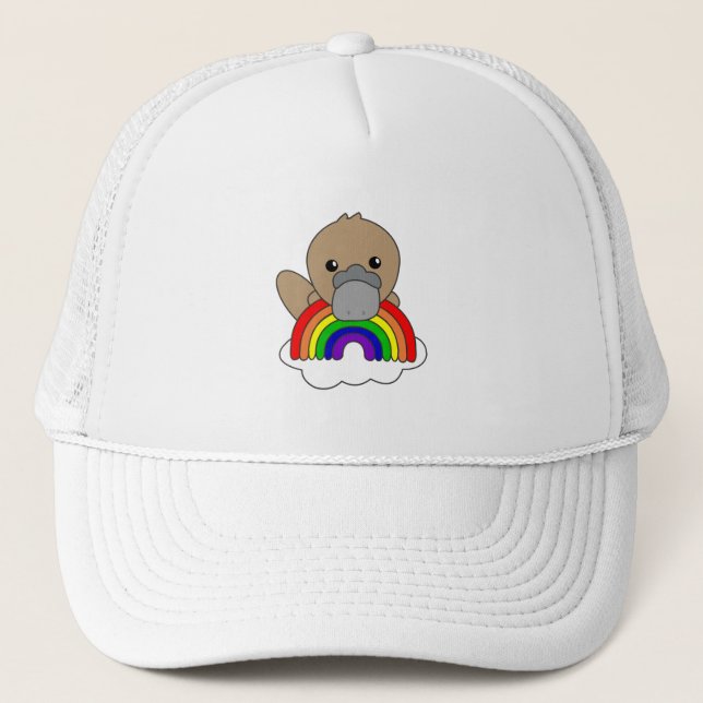 Boné Playpus Arco-Íris Cute Animais Coloridos (Frente)