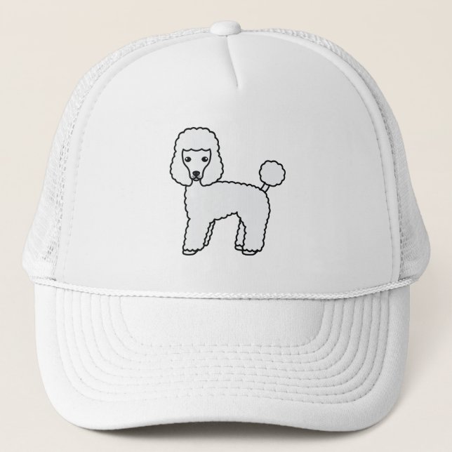 Boné Poodle Toy Branco Cachorro de Desenho Fofo (Frente)