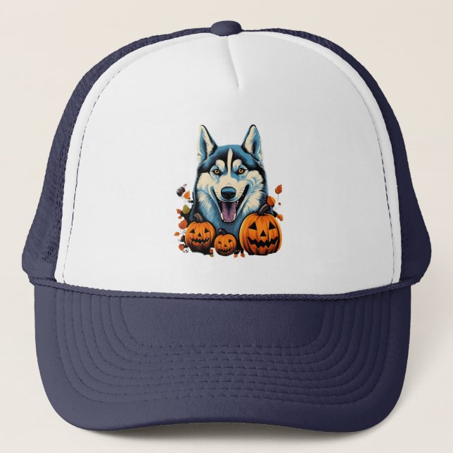 Boné Pop Art Sorridente Cachorro Rouco com Pumpkins Hal (Frente)