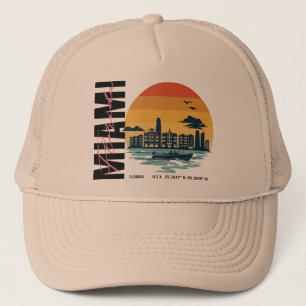 Boné Pôr do Sol da Flórida Silhueta Retro Miami Beach