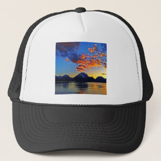 Boné Por do sol sobre o Tetons