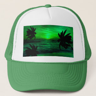 BONÉ PÔR DO SOL VERDE CENÁRIO OCEÂNICO