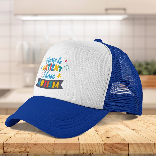 Boné Por Favor, Seja Paciente Eu Tenho Consciência Auti (Please Be Patient I Have Autism Awareness Trucker Hat)
