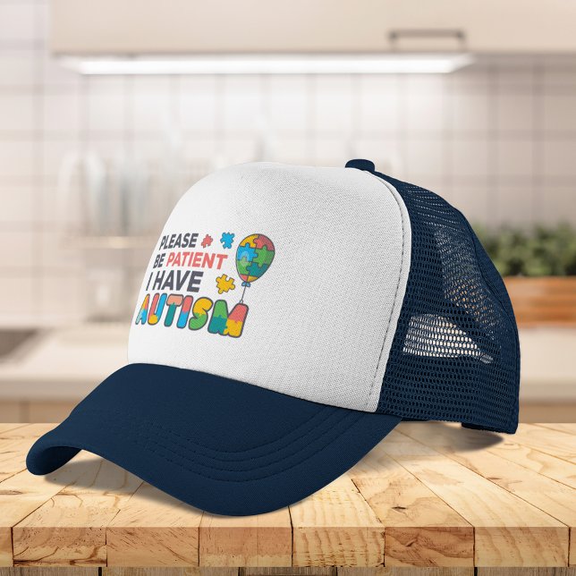 Boné Por Favor, Seja Paciente Eu Tenho Quebra-cabeça De (Please Be Patient I Have Autism Puzzles Trucker Hat)