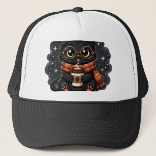Boné Precisa de Café Gatinho Preto Fofo Amante de Café 