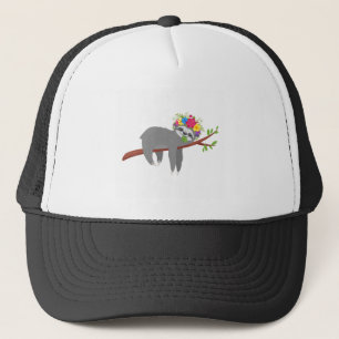 Boné Preguiça floral bonito