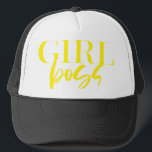 Boné Premium | Chefe de Garota | Texto Amarelo Moderno<br><div class="desc">GIRL BOSS - moderna,  divertida,  moderna e poderosa ***Para artigos adicionais de artigos de artigos de artigos de artigos em zazzle,  de publicidade ou de merchandising que correspondam a este item,  entre em contato conosco através do contato do designer na nossa homepage zazzle.</div>