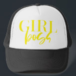 Boné Premium | Chefe de Garota | Texto Amarelo Moderno<br><div class="desc">GIRL BOSS - moderna,  divertida,  moderna e poderosa ***Para artigos adicionais de artigos de artigos de artigos de artigos em zazzle,  de publicidade ou de merchandising que correspondam a este item,  entre em contato conosco através do contato do designer na nossa homepage zazzle.</div>