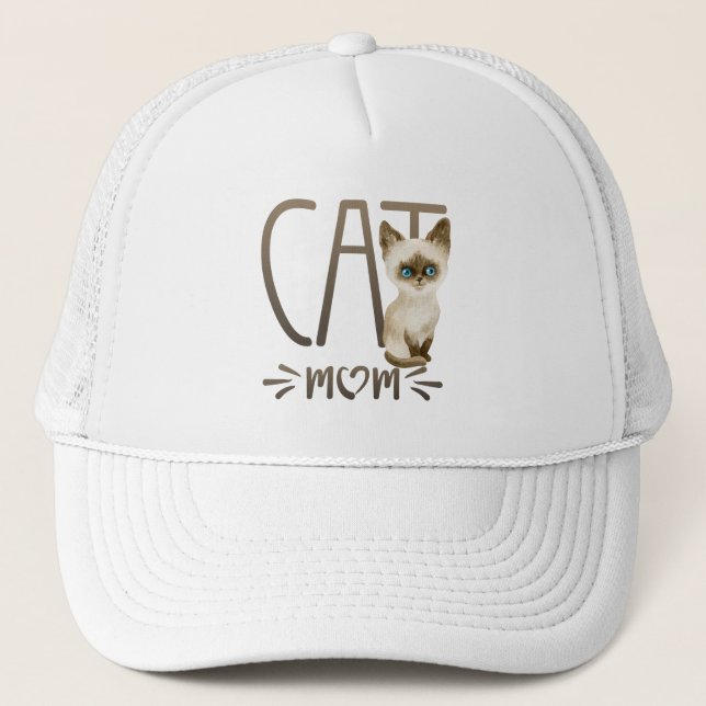 Boné Presente de Mãe de Gato Siames Cute, Kitty Engraça (Frente)
