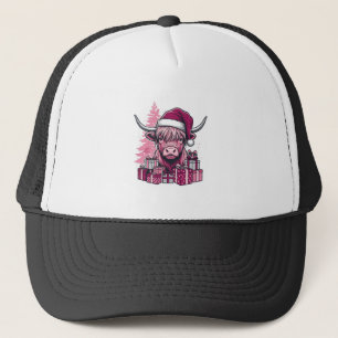 Boné Presentes de Natal da Vaca de Terras Altas Rosa Ar