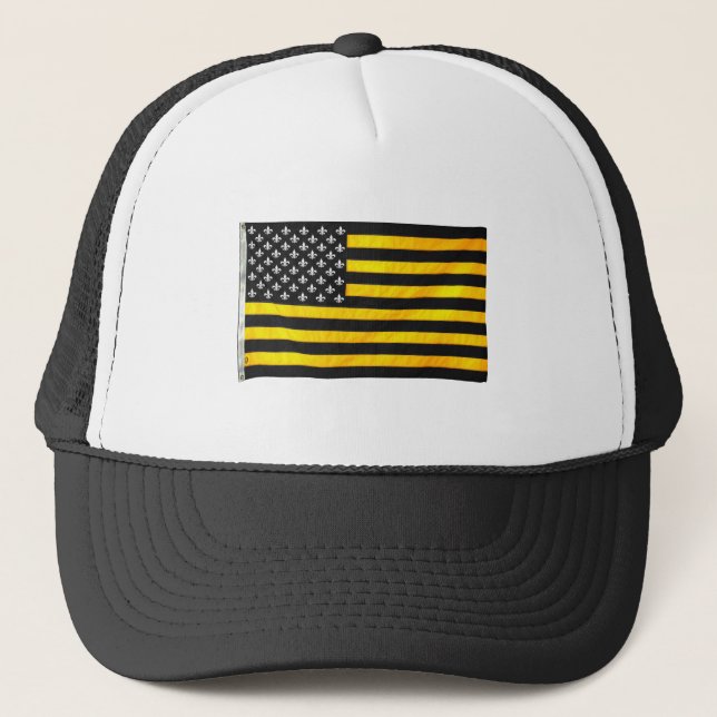 Boné Preto de Nova Orleães NOLA e bandeira Dourado dos (Frente)