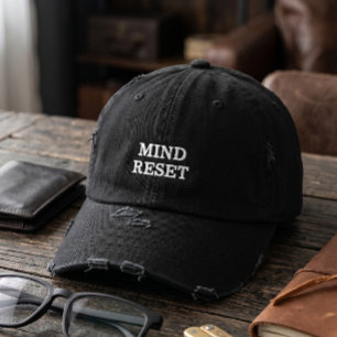 Boné Preto Distressed Minimalist Mind Reset