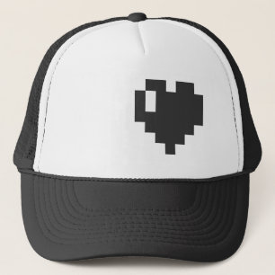 Boné preto do coração do pixel