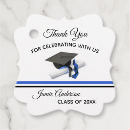 Boné preto e azul e etiqueta | Graduação