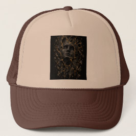 Boné Preto e Dourado Rosto Fraturado – Abstrato de Luxo