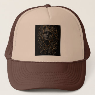 Boné Preto e Dourado Rosto Fraturado – Abstrato de Luxo