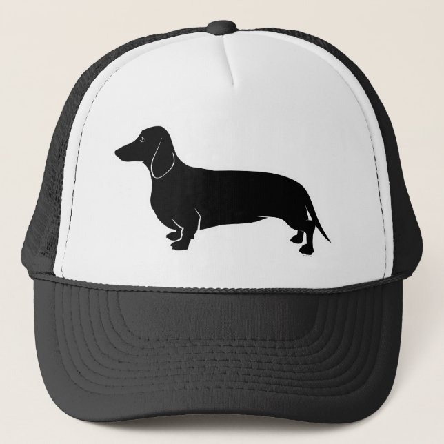 Boné Preto no Dachsund branco (Frente)