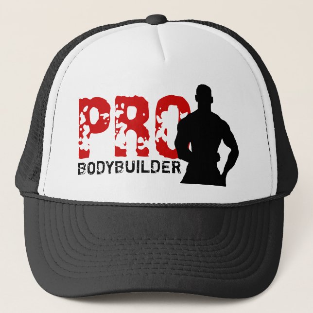 Boné Pro vermelho & chapéu negro do Bodybuilder (Frente)