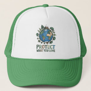 Boné Proteja o que você ama" Design da Terra ambiental