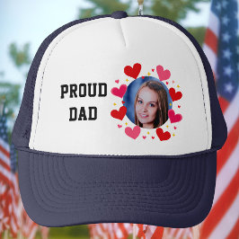 Boné Proud Dad Custom Photo Text Hearts Personalized